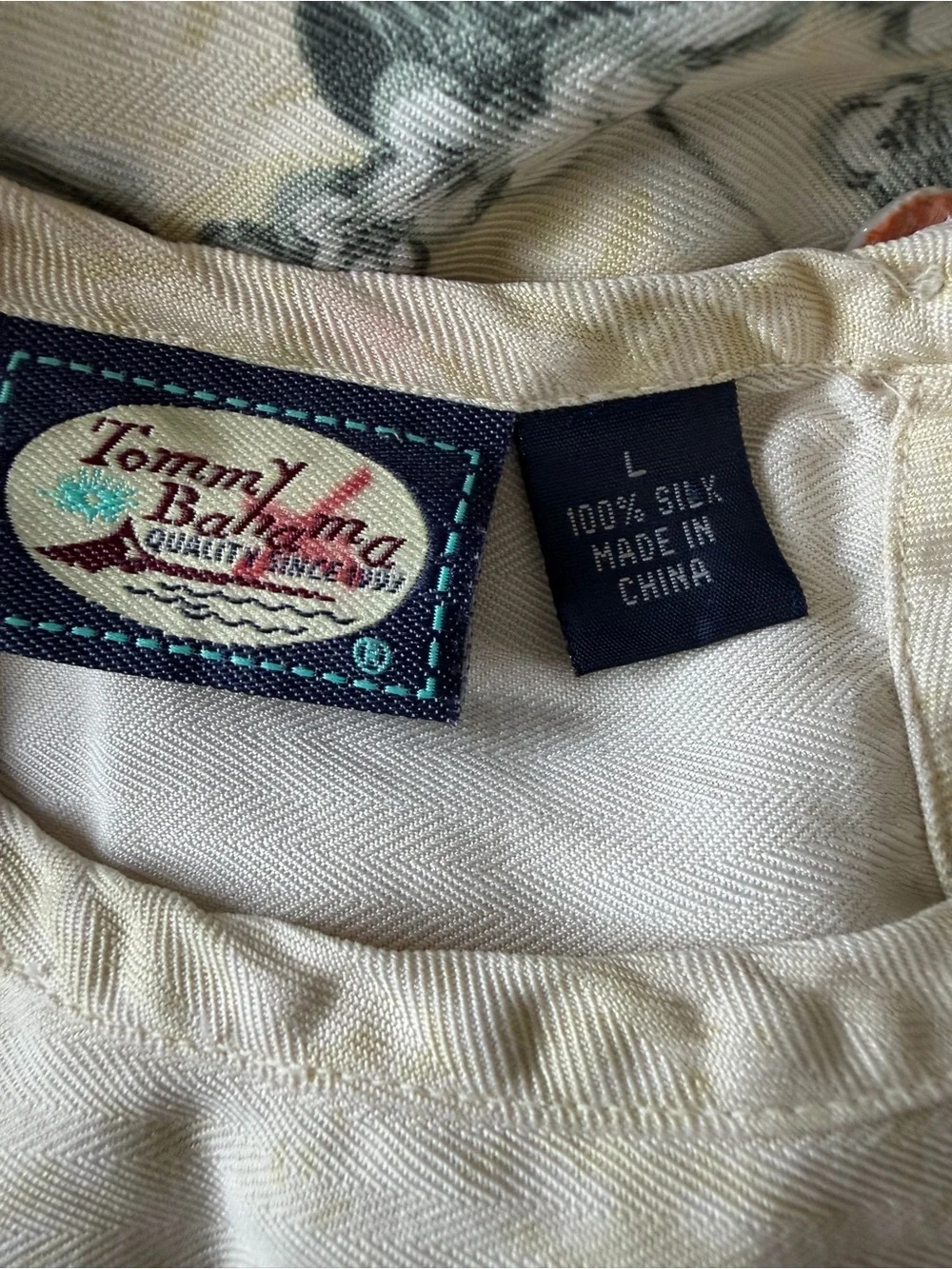 Vintage Tommy Bahama 100% Silk Cream Sleeveless Tropical Floral Maxi Dress - Picture 3 of 3